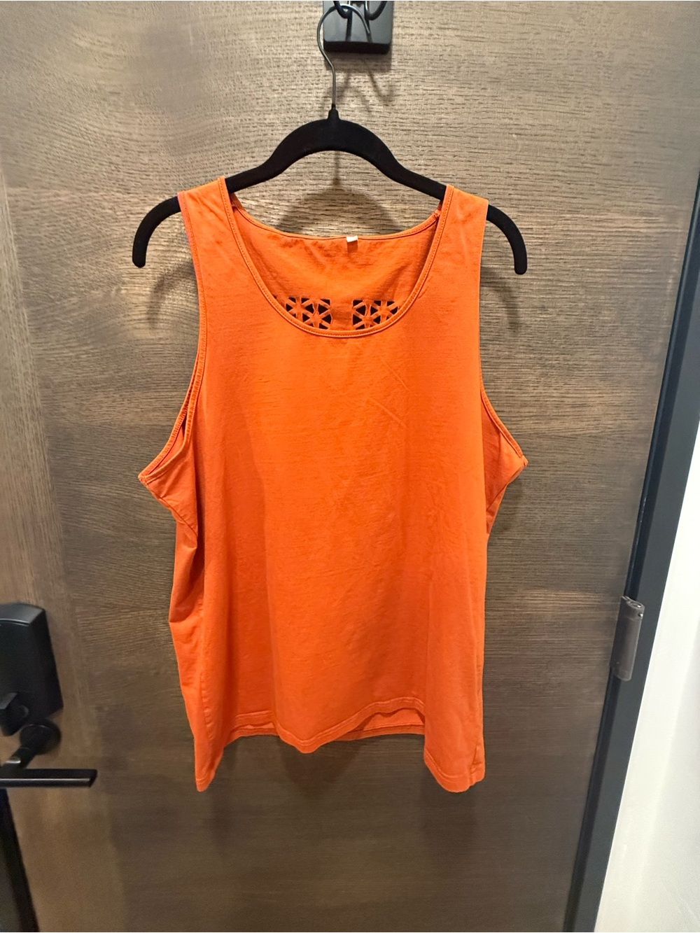 Orange Sleeveless Tank with Decorative Neck Detail